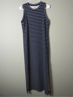 SPANX Women’s Sleeveless Navy & White Striped Maxi Dress Small